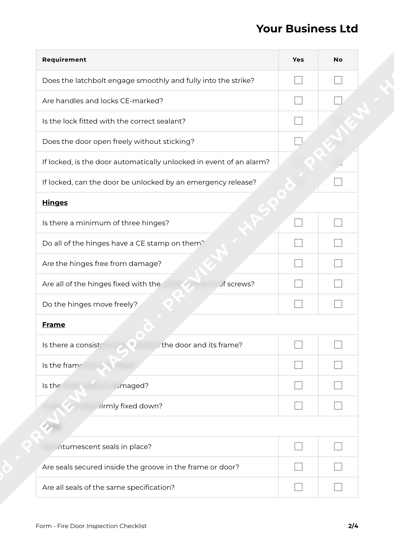 Fire Door Inspection Checklist Form Template Haspod