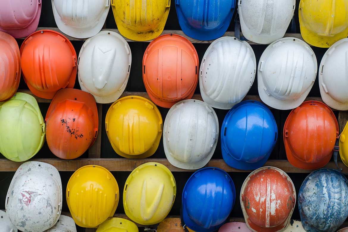 construction site hard hats