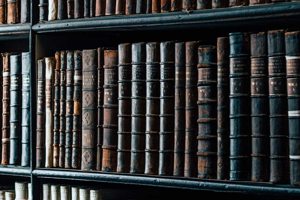 legal books and regulations on bookshelf