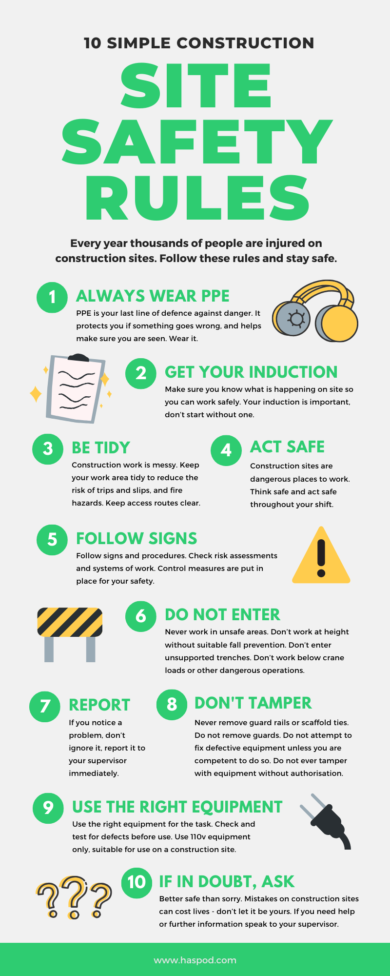 10 simple construction site safety rules infographic