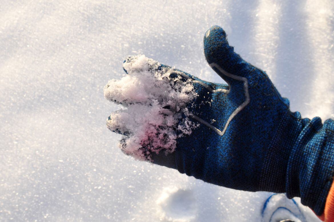 winter gloves in snow