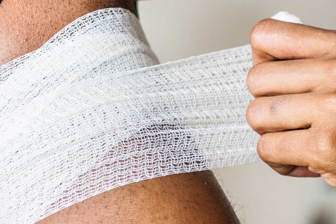 bandaging an injury