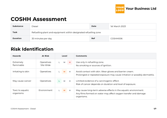 haspod coshh assessment