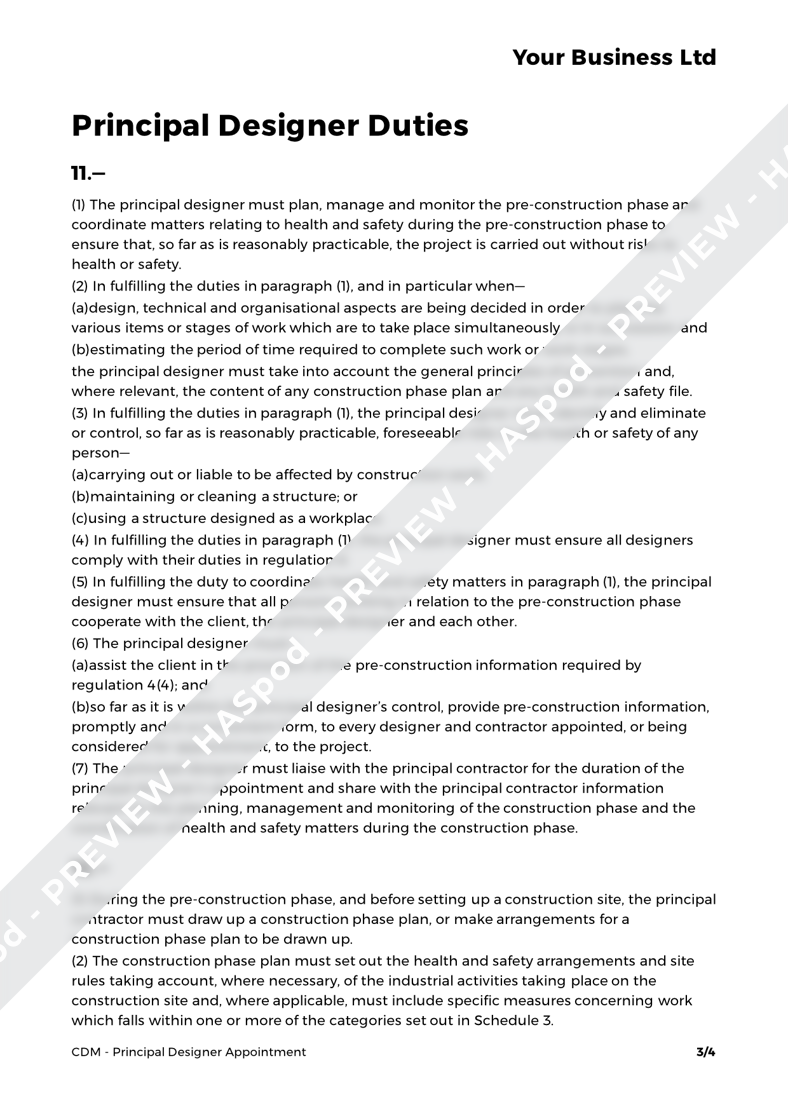 Principal Designer Appointment CDM Template HASpod