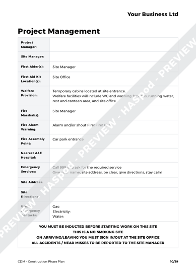 Construction Phase Plan CDM Template - HASpod