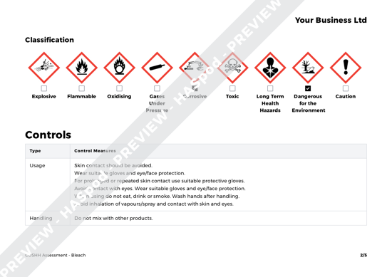 Bleach COSHH Assessment Template - HASpod