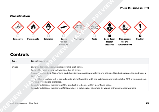 Silica Dust COSHH Assessment Template HASpod Silica Dust COSHH Assessment Template HASpod
