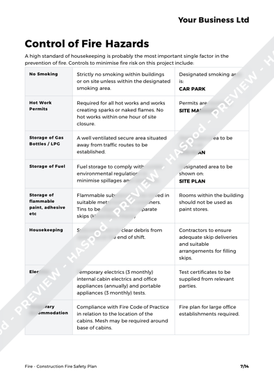 Construction Fire Safety Plan Fire Template - HASpod