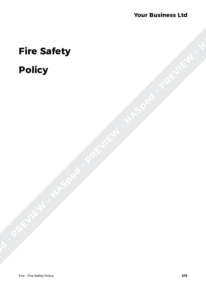 Fire Safety Policy Fire Template HASpod