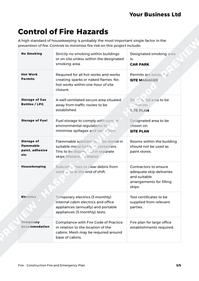 Construction Fire And Emergency Plan Fire Template HASpod