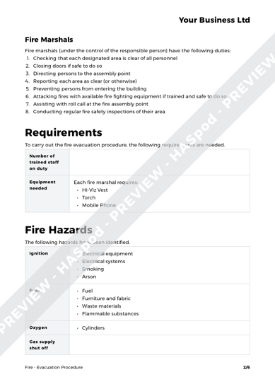 Evacuation Procedure Fire Template - HASpod