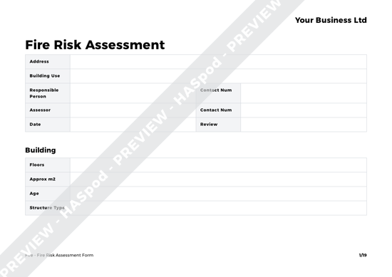 Fire Fire Risk Assessment Form image 1