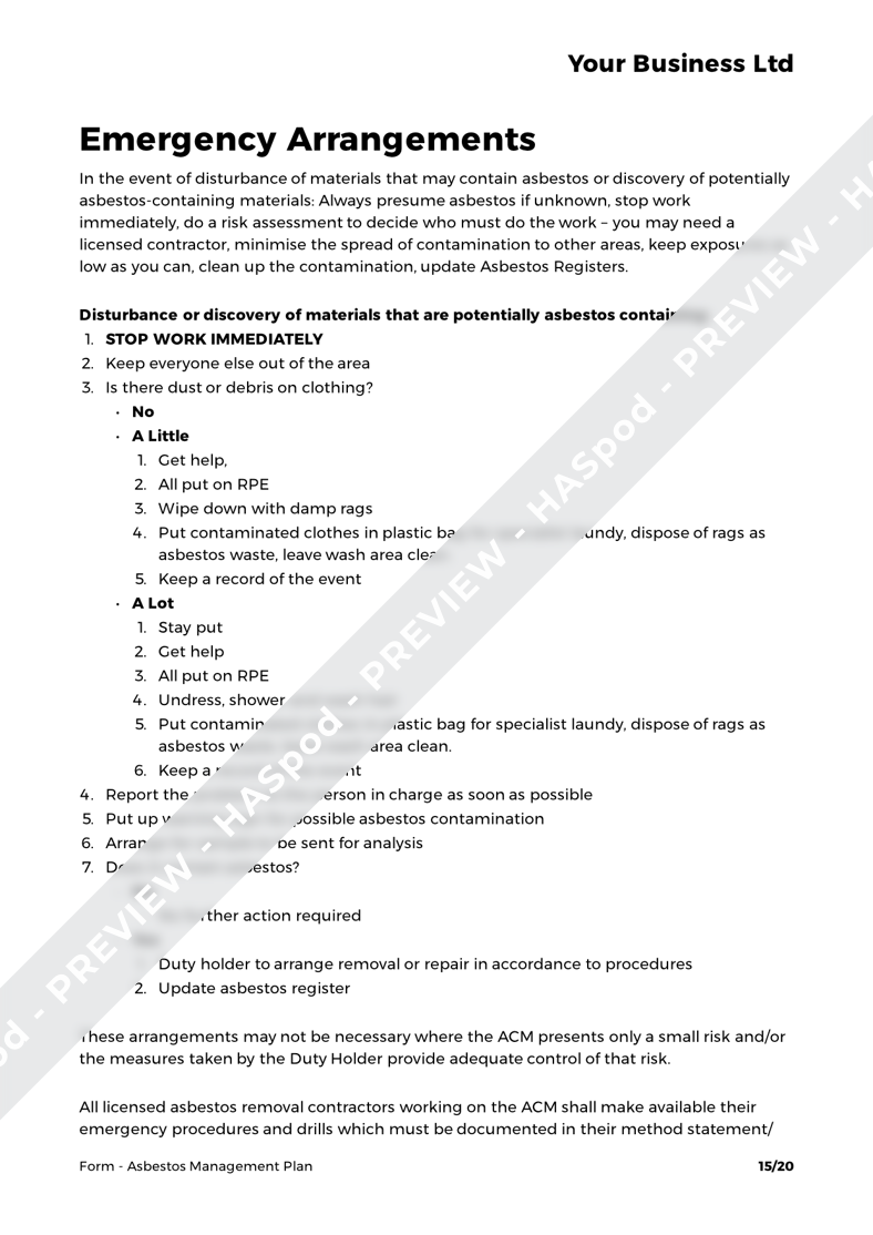 Asbestos Management Plan Form Template - HASpod