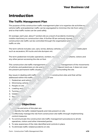 Construction Traffic Management Plan Form Template - HASpod