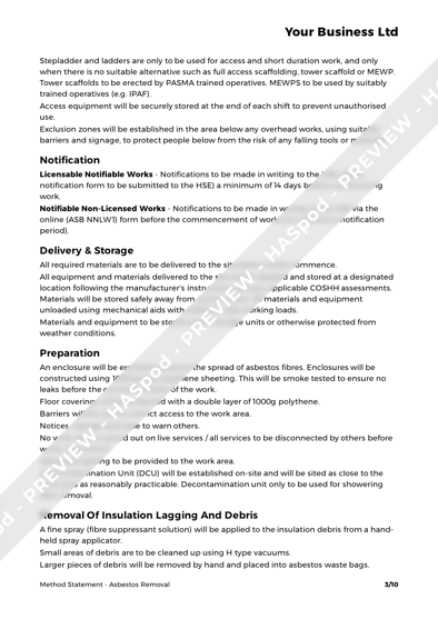 Asbestos Removal Method Statement Template - HASpod