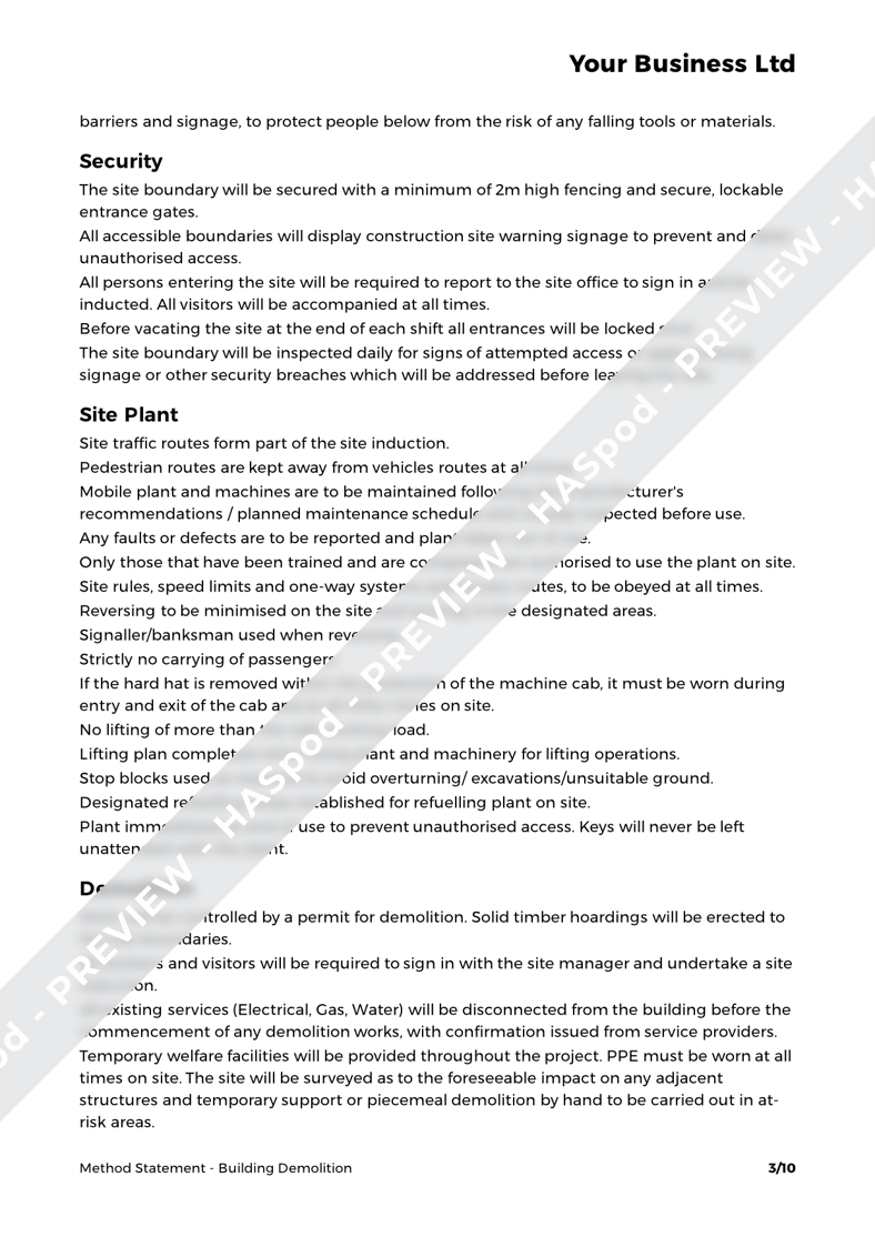 Building Demolition Method Statement Template HASpod