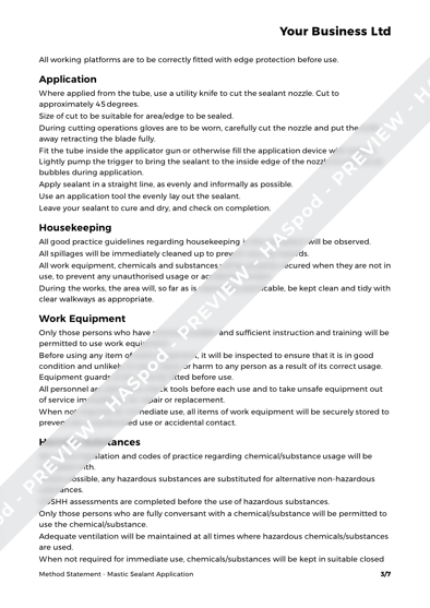 Mastic Sealant Application Method Statement Template - Haspod