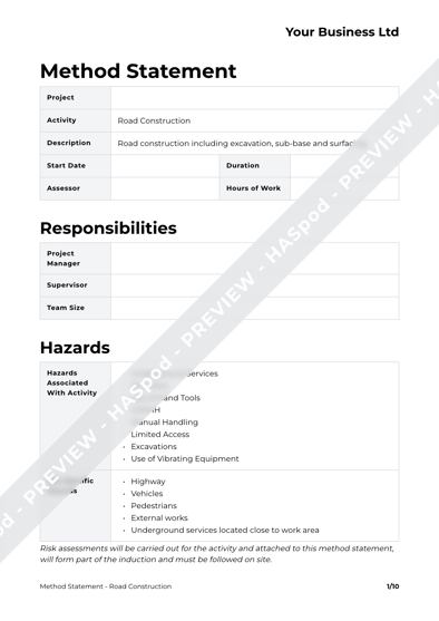Road Construction Method Statement Template HASpod road-construction-method-statement-template-haspod