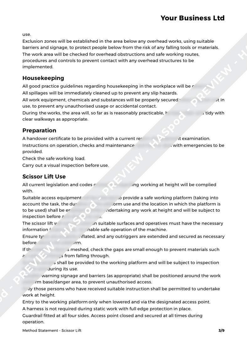 Scissor Lift Method Statement Template HASpod