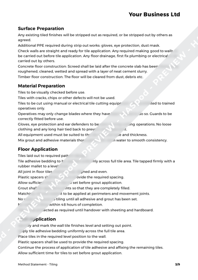 Tiling Method Statement Template - HASpod