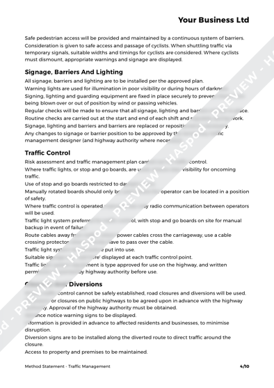 Traffic Management Method Statement Template - HASpod