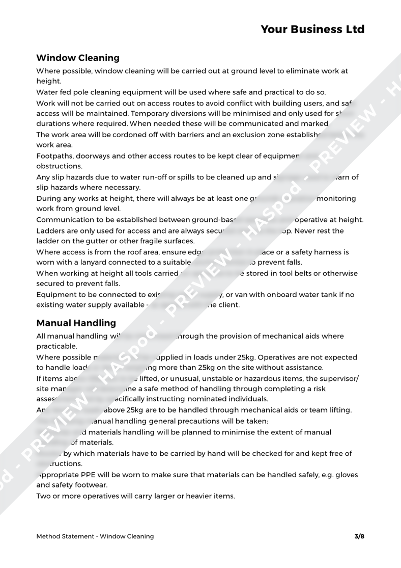 Window Cleaning Method Statement Template HASpod