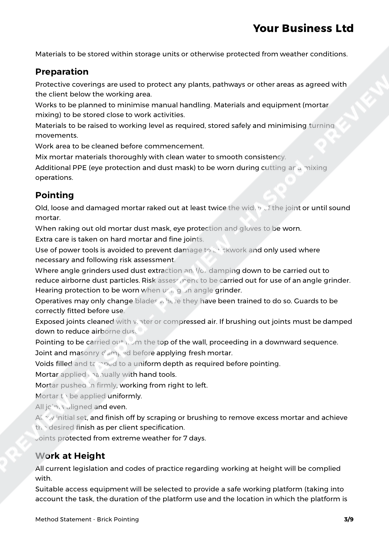 Brick Pointing Method Statement Template - HASpod