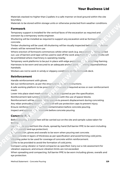 Concrete Pouring Method Statement Template - HASpod