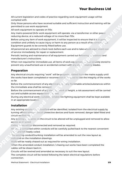 Electrical Method Statement