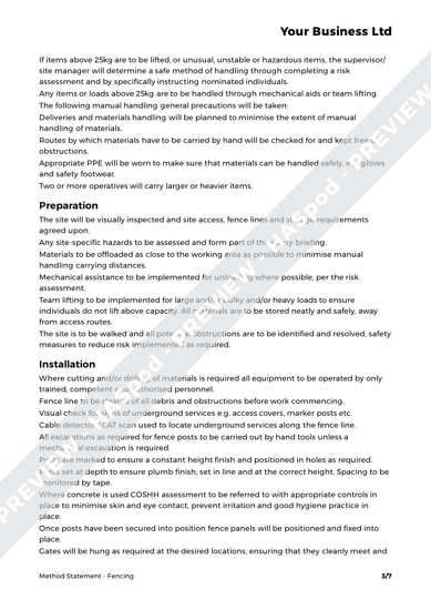 Fencing Method Statement Template - HASpod