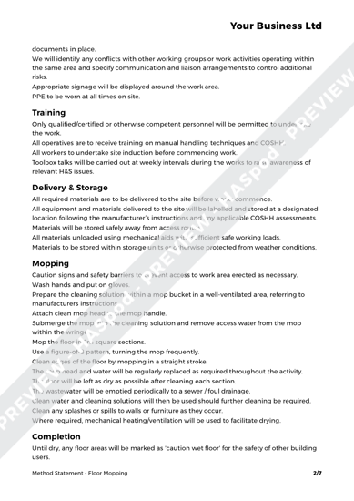 Floor Mopping Method Statement Template - HASpod