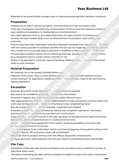 Ground Beams Method Statement Template - HASpod