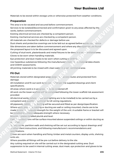 Interior Fit Out Method Statement Template - HASpod