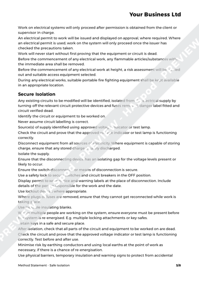 Safe Isolation Method Statement Template - HASpod