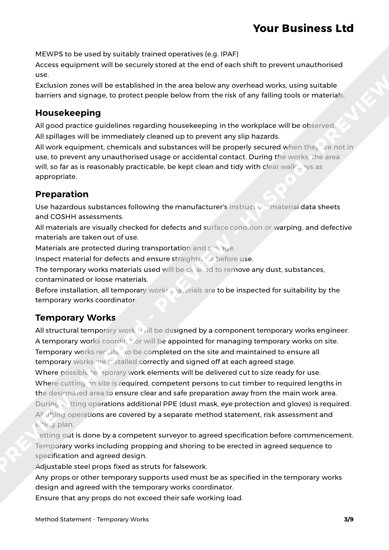 Temporary Works Method Statement Template - HASpod