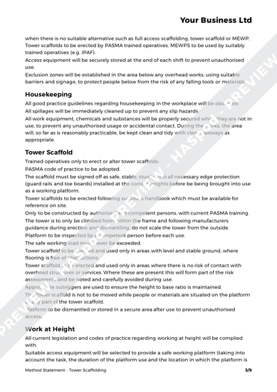 Tower Scaffolding Method Statement Template - HASpod