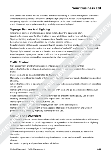 Traffic Management Method Statement Template - HASpod