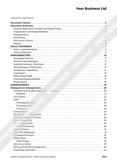 Painting And Decorating Health And Safety Policy Template Haspod