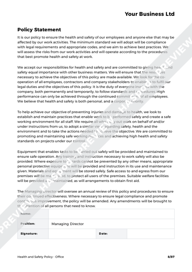 Office Health and Safety Policy Template - HASpod