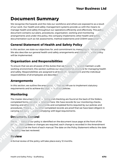 Scaffolding Health and Safety Policy Template - HASpod