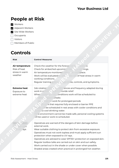 Heat Stress Risk Assessment Template Haspod