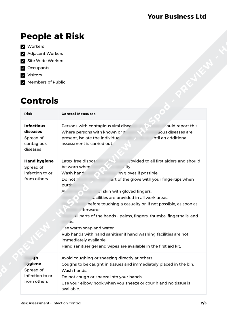 Infection Control Risk Assessment Template HASpod