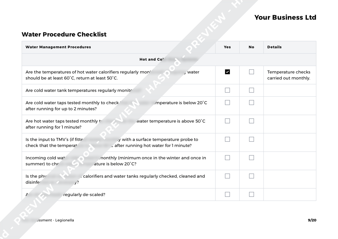 Legionella Risk Assessment Template Haspod