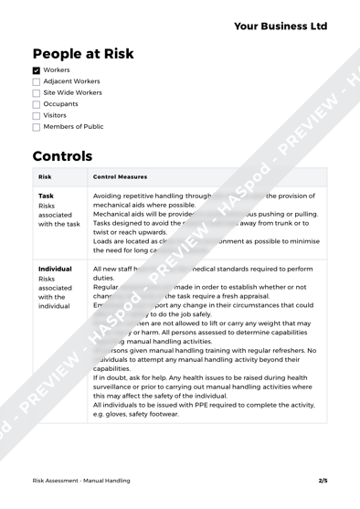Risk Assessment Manual Handling image 2