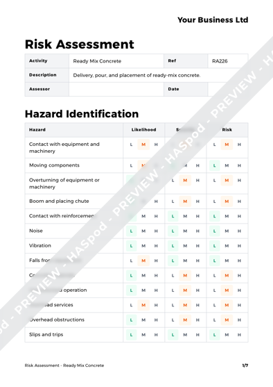 Risk Assessment Ready Mix Concrete image 1