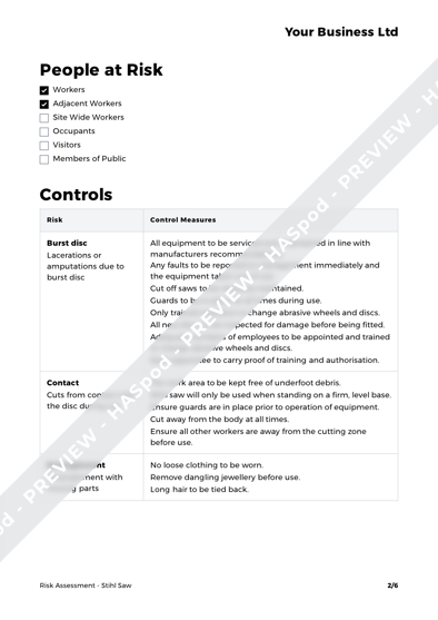 Risk Assessment Stihl Saw image 2