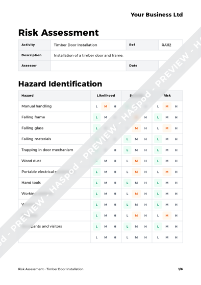 Risk Assessment Timber Door Installation image 1