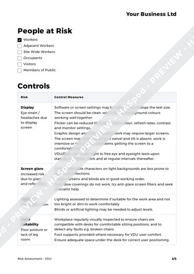 Risk Assessment VDU image 2