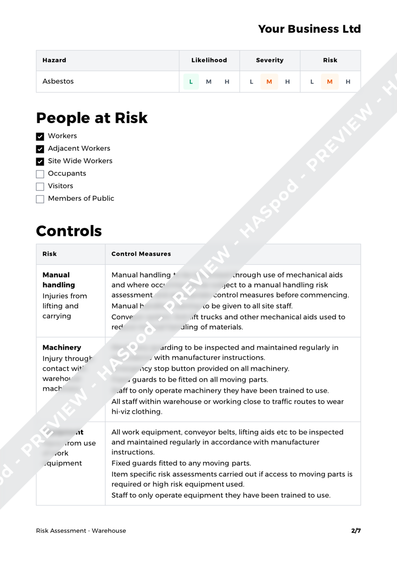 Warehouse Risk Assessment Template Haspod