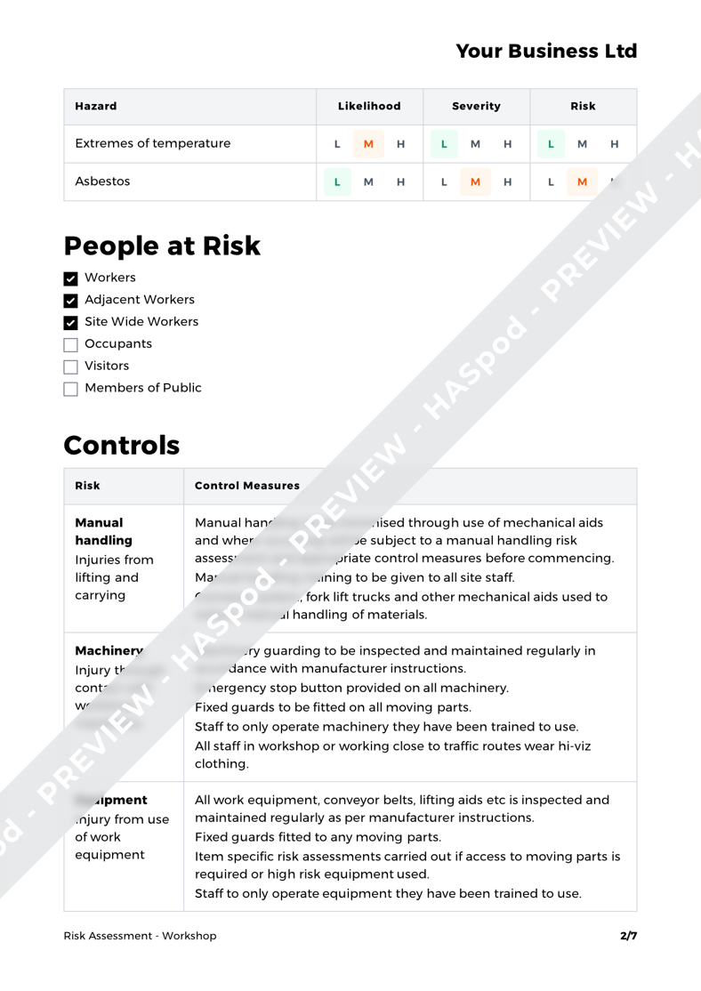 Risk Assessment Template HASpod